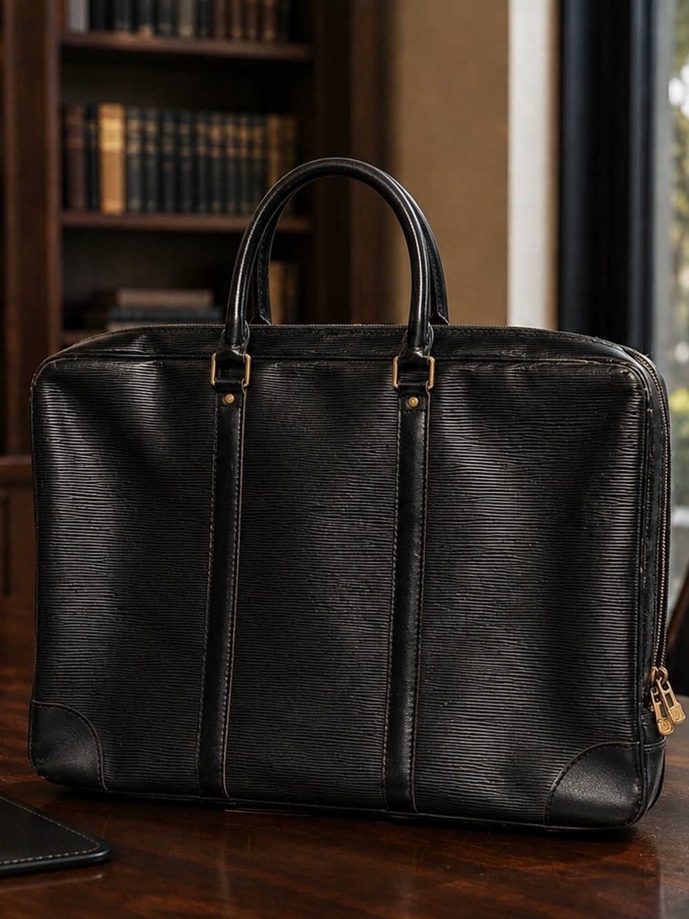 Louis Vuitton Porte-Documents Briefcase – Black Epi Leather | Vintage 👀 - Picture 5 of 15